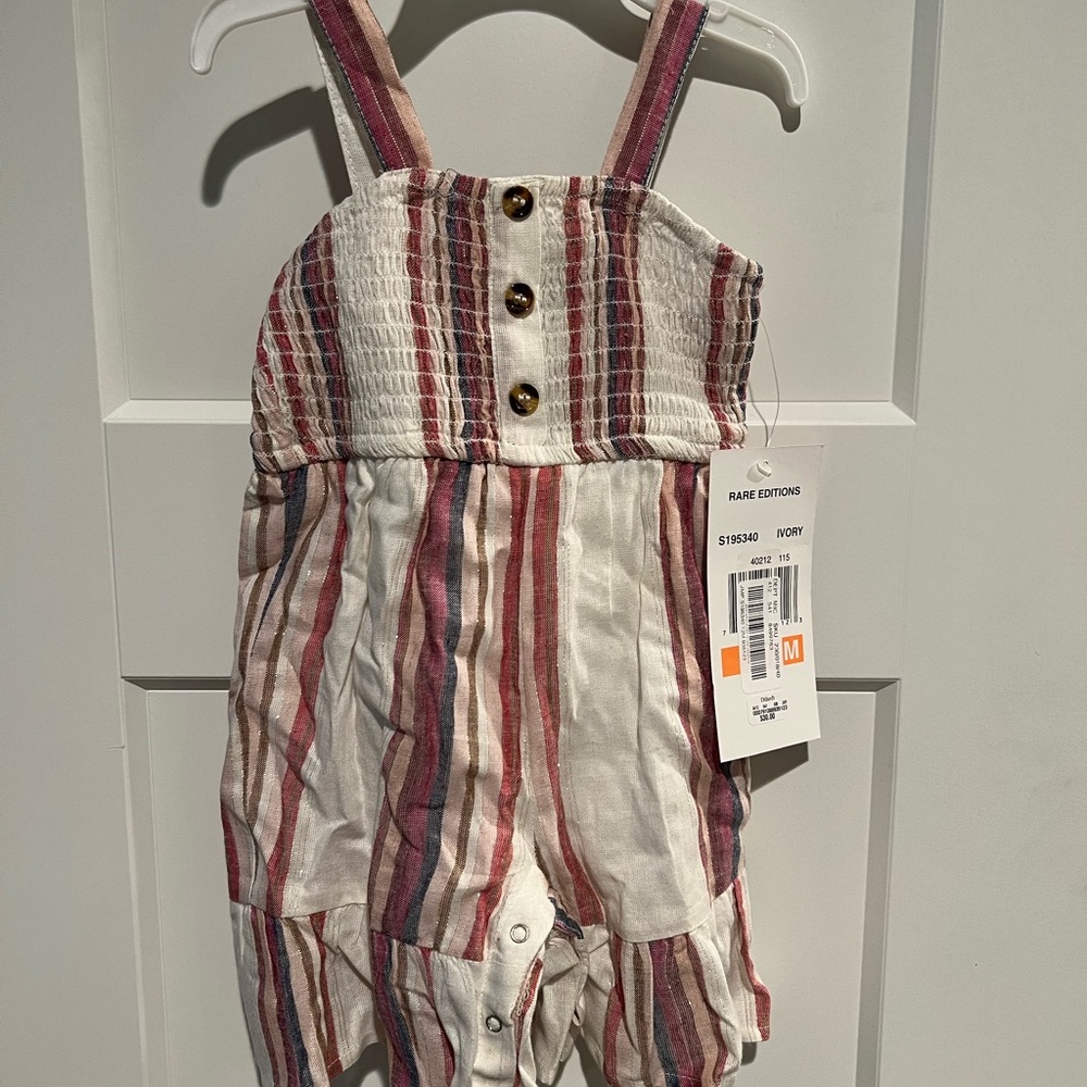 **NWT** Rare Editions Multi colored romper 12M